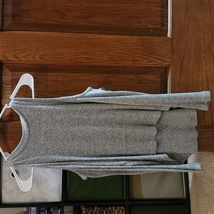 Gray, open shoulder long sleeve blouse